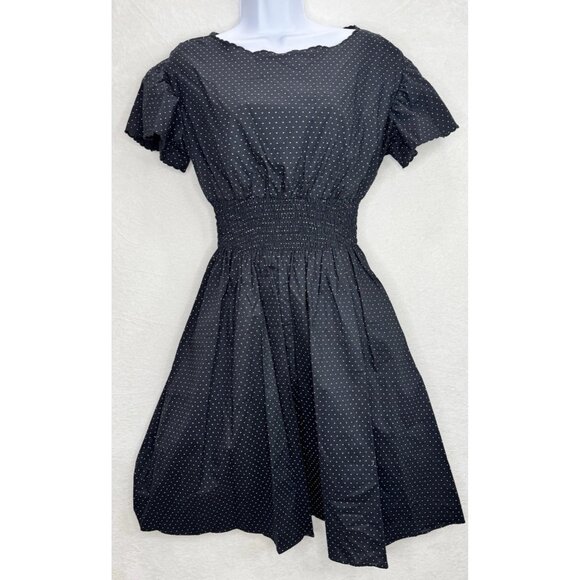 Kate Spade New York Black Pin Dot Scallop Poplin Dress Size Small NWT - Picture 3 of 16